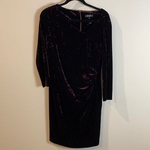 DKNY Purple Long Sleeve Velvet Dress